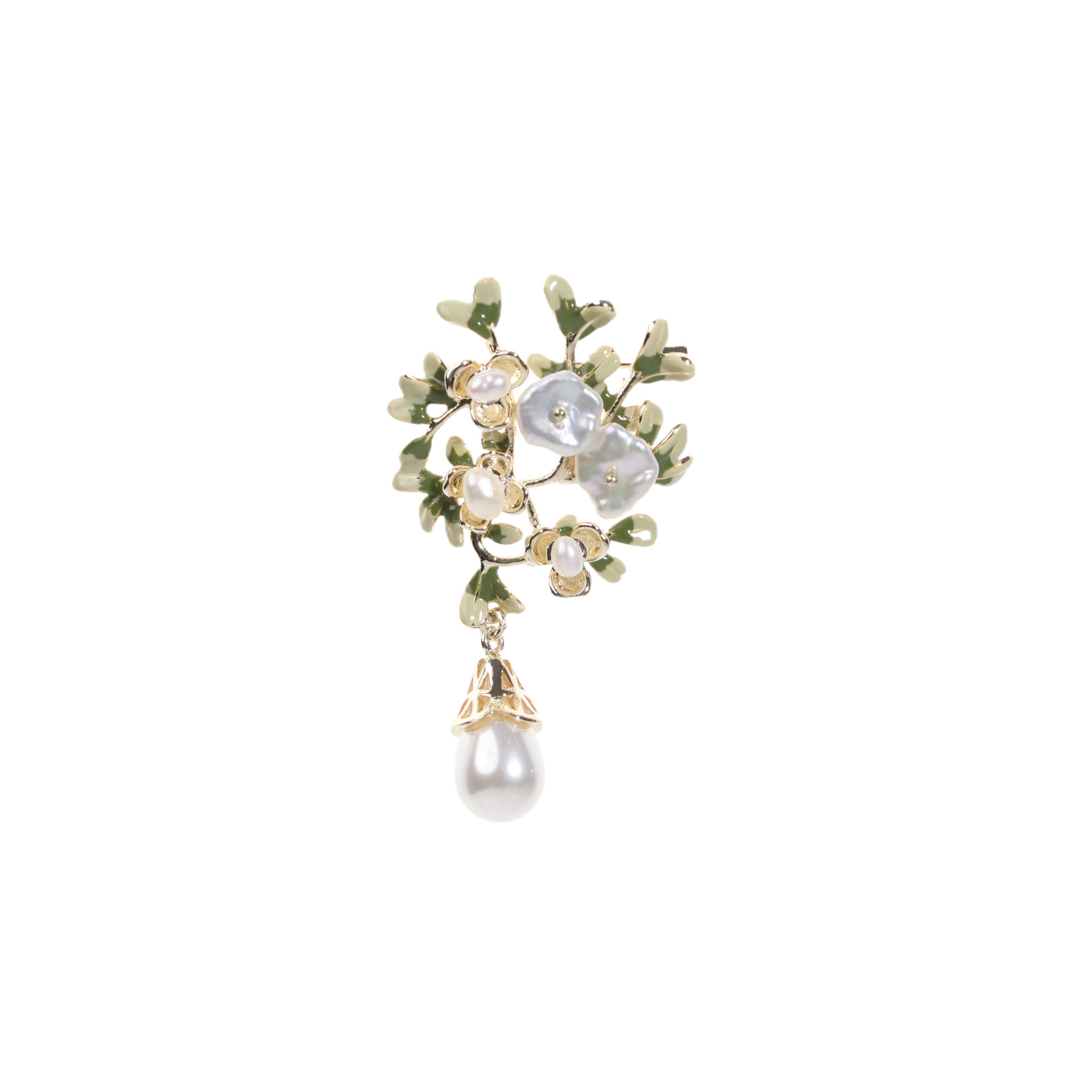 Huqiao Jewelry Baroque Pearl Brooch Accessible Luxury High-End Oil Dripping Flower Pendant Corsage Brooch Accessories for Women