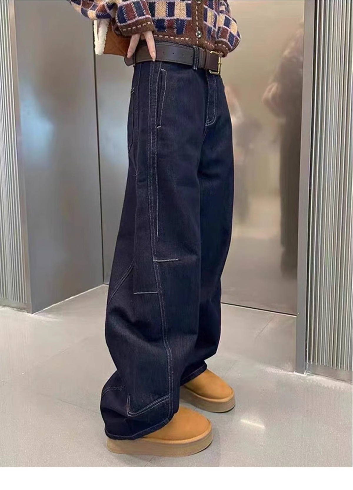 Damen Jeans Mit Hohem Bund Und Fleecefutter Für Den Winter_voghion.com