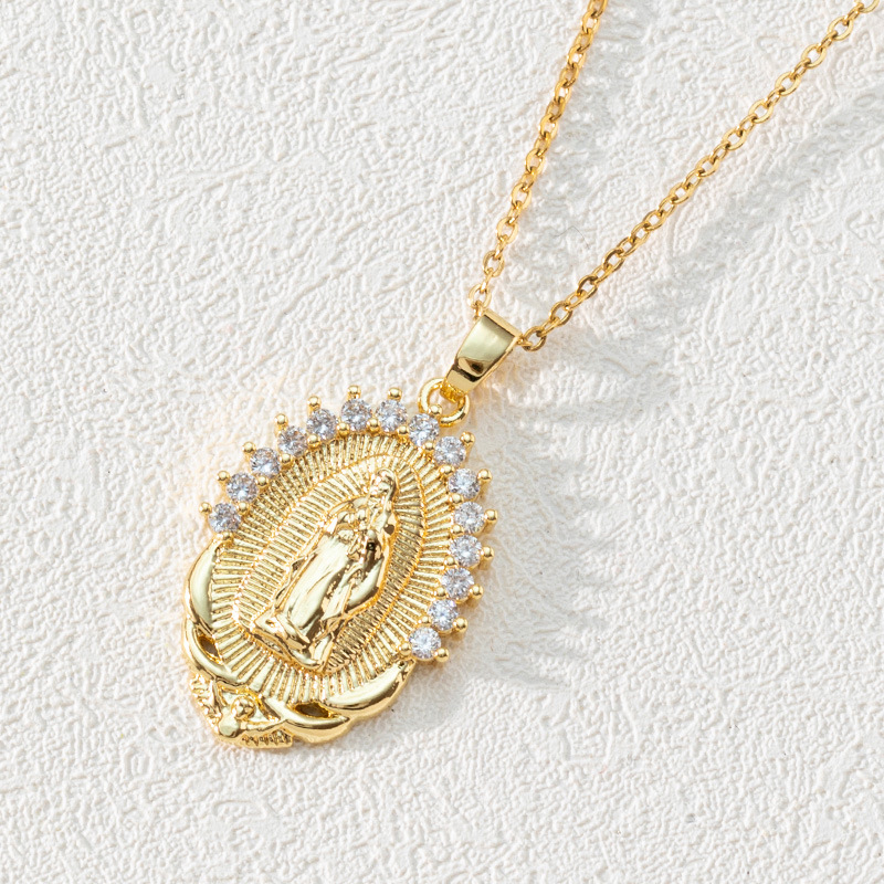 Mode Mond Oval Kupfer Vergoldet Zirkon Halskette Mit Anhänger 1 Stück display picture 2