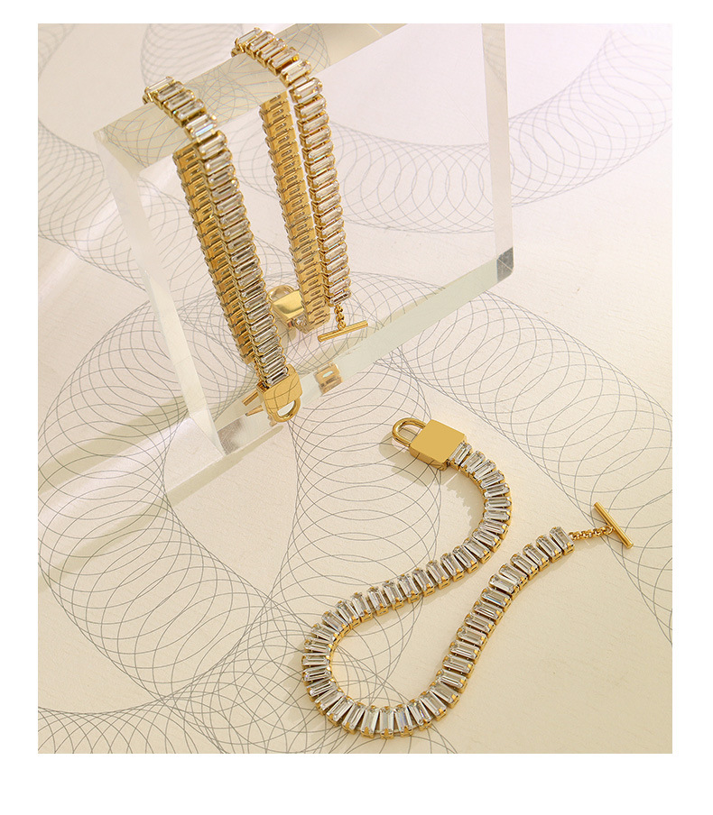 European and American lock T buckle zircon inlaid bracelet