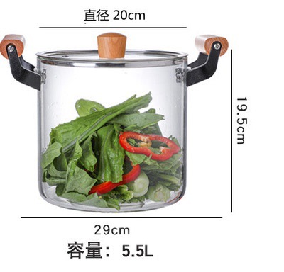 Mango de hierro vidrio estofado sopa olla doble mango transparente olla eléctrica cerámica estufa sopa pequeña cocina olla fideos olla múltiples especificaciones