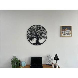 Factory direct multi-size round tree of life wall hanging decorative painting, iron freehand wall hanging decoration