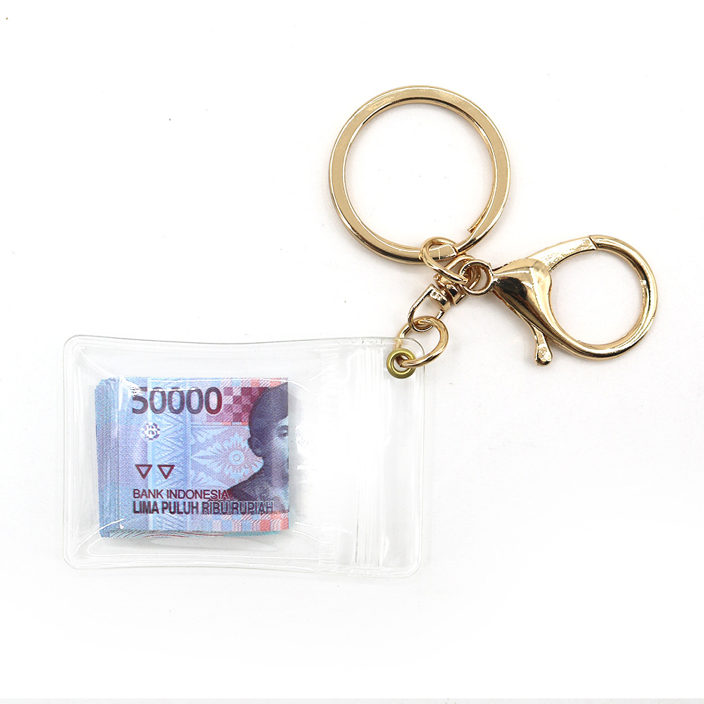 Simulación de dólar de Taiwán, dólar estadounidense, libra, won coreano, moneda indonesia, llavero, colgante de billetes de papel, medalla de oro, colgante de barra de oro, máquina de bebé