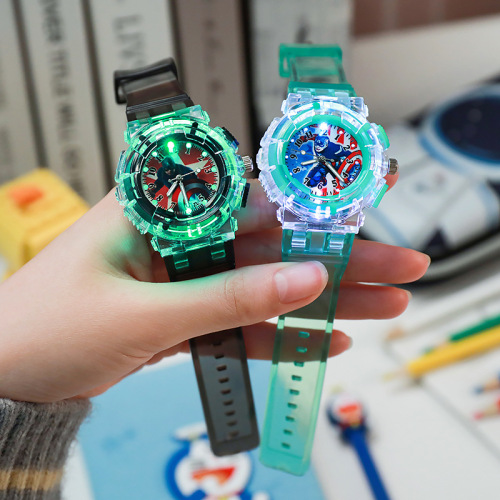 Captain America Student Children Watch Marvel Cartoon Anime Peripheral Glow-in-the-Dark Watch Quartz Watch Cross-border