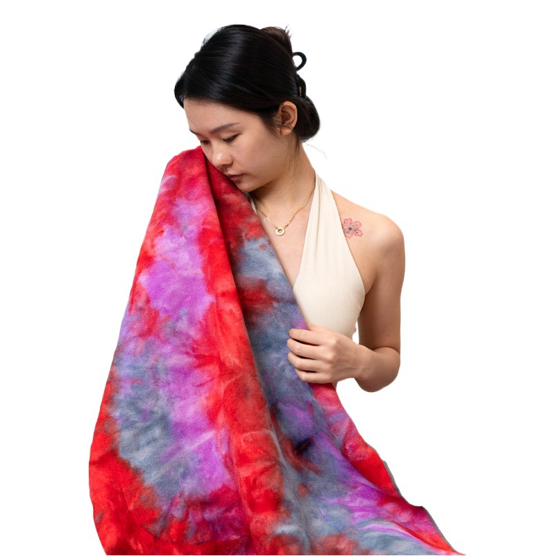in stock generation hair multi-color tie-dye yoga paving towel sports fitness towel sweat absorbent non-slip particles yoga towel yoga mat towel