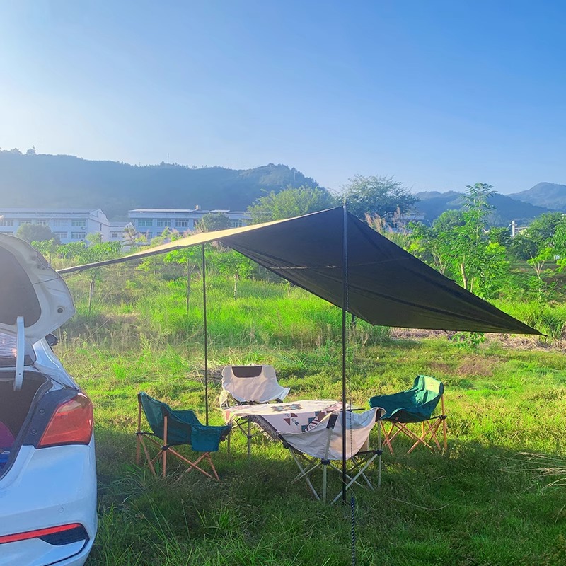 Outdoor exposure full shading black glue car edge canopy side car tail canopy tent self-driving travel car awning windproof