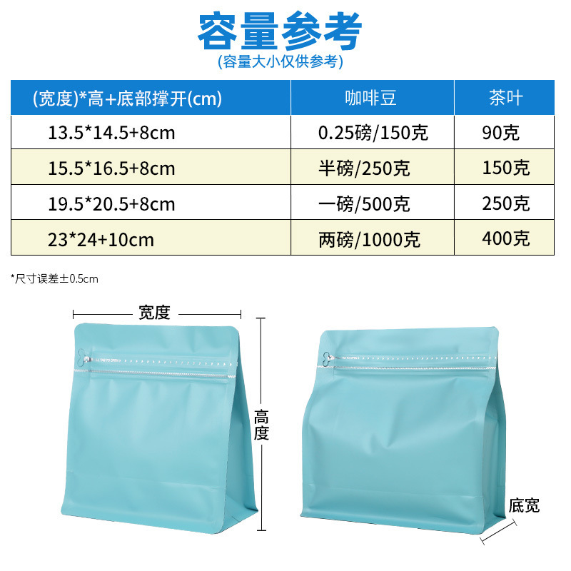 新商品コーヒー包装袋自己密封袋コーヒー豆アルミ箔袋八辺封食品包装袋側ファスナー密封袋|undefined