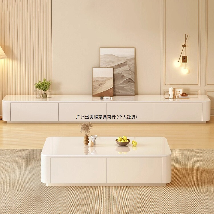 Tv Cabinet Living Room Home Small Apartment 2025 New High-End Cream Style Floor-Standing Coffee Table Tv Cabinet Combination