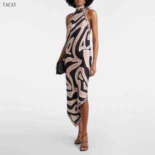 2026�W������Halter Satin Dress����ӡ�������Qб���[�ȼ��Lȹ