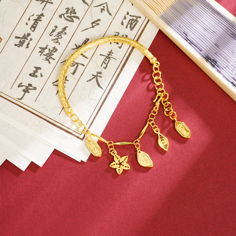 Nueva pulsera de oro de esmalte chino antiguo Fasha retro pulsera de lujo ligera de lujo de alta calidad no se desvanecerá joyas