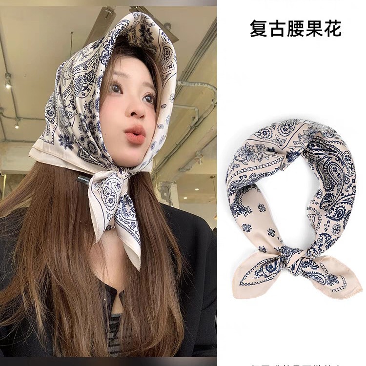 70 レトロカシューフラワーシルクスカーフ、ハイエンドファッション装飾スカーフ、トレンディなマッチングアイテム、小さなシルクスカーフ卸売|undefined