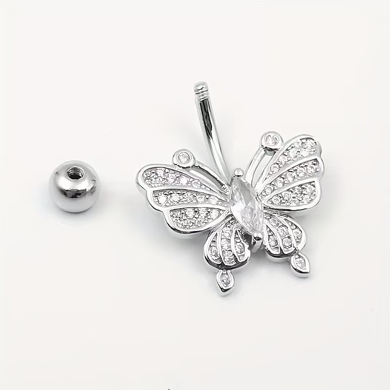 Silver pointed spike labret stud material detail