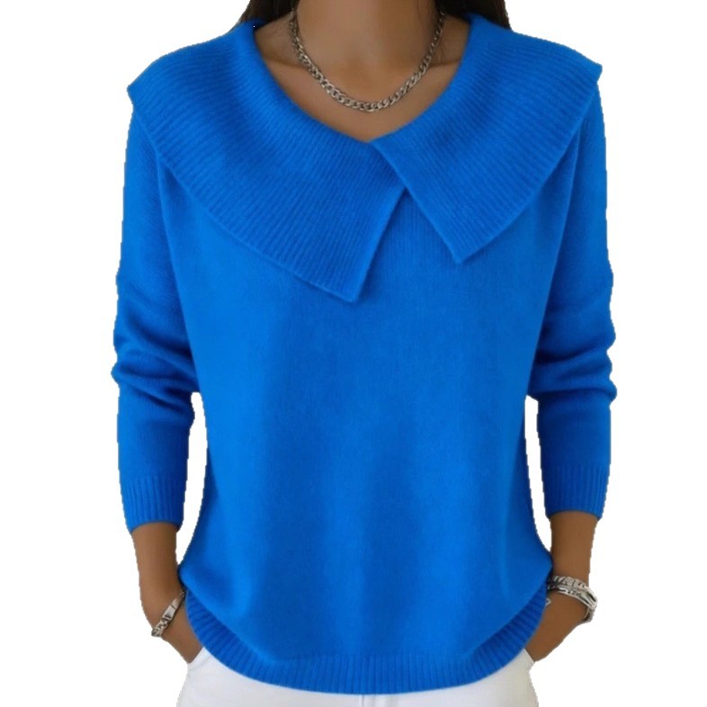 Women's Clothing Fashion Retro Slimming Collar Sweater For Women Style Versatile Knitwear Elegant Look For Formal & Casual For Women_ecoleips.com