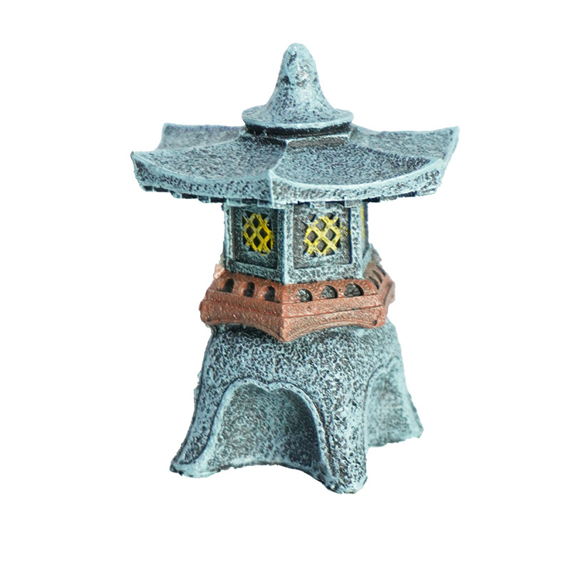 Linterna de piedra decoración de paisaje pecera paisajismo nueva lámpara de piedra de resina linterna de palacio accesorios antiguos linterna de piedra antigua