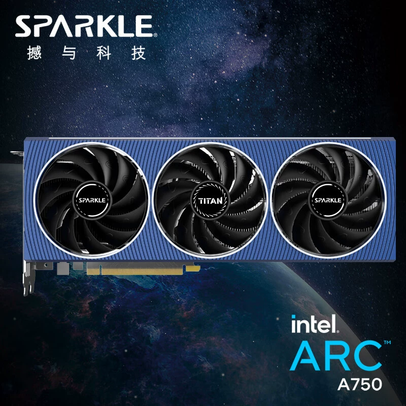 Видеокарта (Sparkle) Intel Arc A750 Titan OC, двухслотовая, три вентилятора, с разгоном