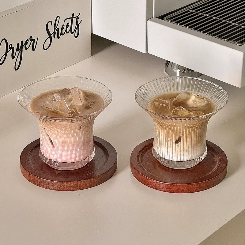 Taza de café americana transparente y delgada, taza de agua de vidrio invertido, taza de café latte, taza de jugo de alto valor de cara