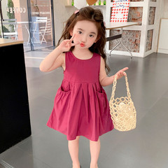 女童連衣裙夏款2024新款洋氣無袖公主夏季兒童寶寶棉布韓版背心裙