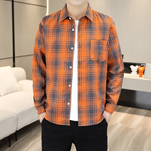 Men's Shirt Spring and Autumn Long Sleeve Collared Shirt Youth Large Size Casual Top Base Shirt Versatile Men's Clothing