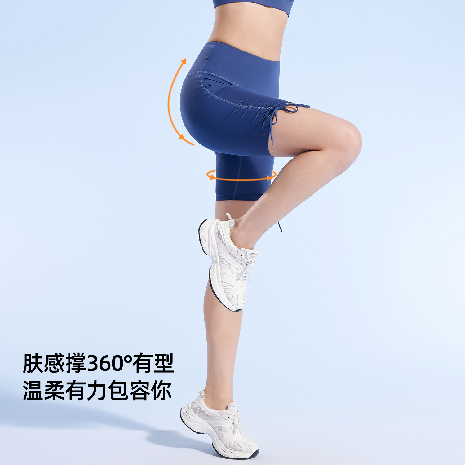 Juyitang verano nuevo estilo desnudo ajustado yoga pantalones cortos arrugados ejercicio fitness cintura alta cadera pantalones de yoga de cinco puntos