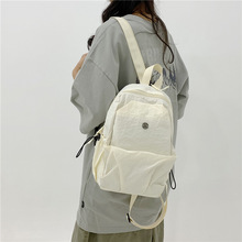 新款大容量纯色时尚校园双肩包通勤慵懒风百搭背包休闲轻便书包女