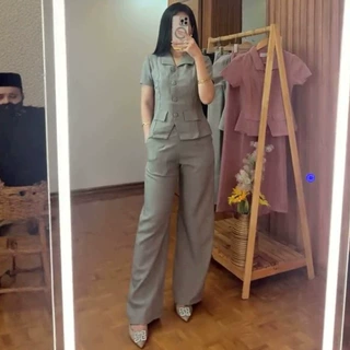 跨境亚马逊外贸2026春秋季新款欧美女短袖衬衫上衣休闲阔腿裤套装