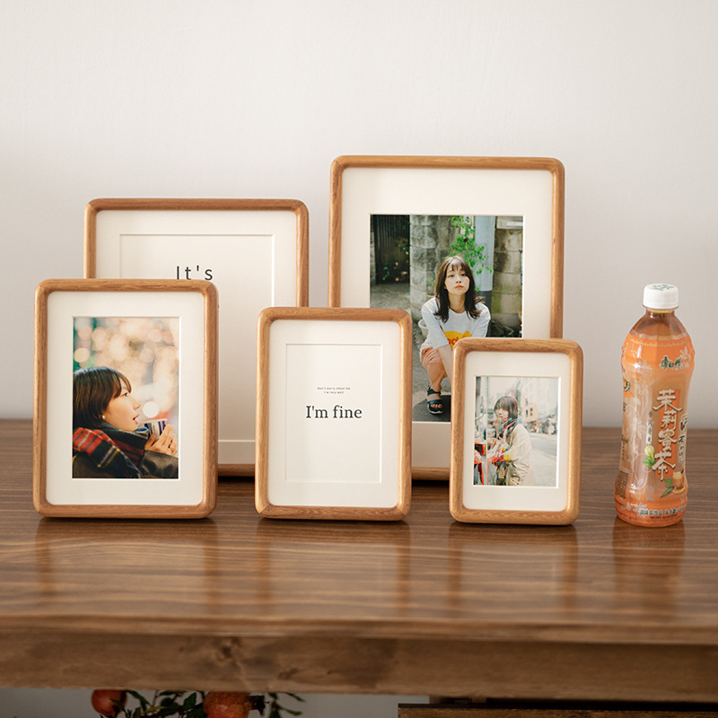 Customized Walnut Solid Wood Rounded Corner Picture Frame Wholesale Photo Washing Photo Frame Table High-End 6inch Photo Frame Washing Photo