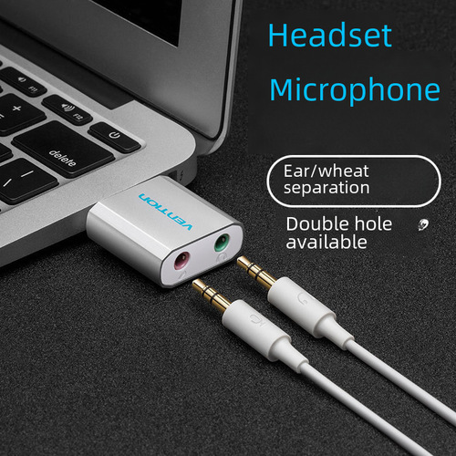 Wisen Desktop Laptop PS4 External Independent Sound Card Driver-Free Headphone Adapter External USB Sound Card