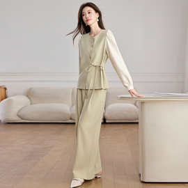 时尚套气质休闲2026款洋气套装拼色款女式套装