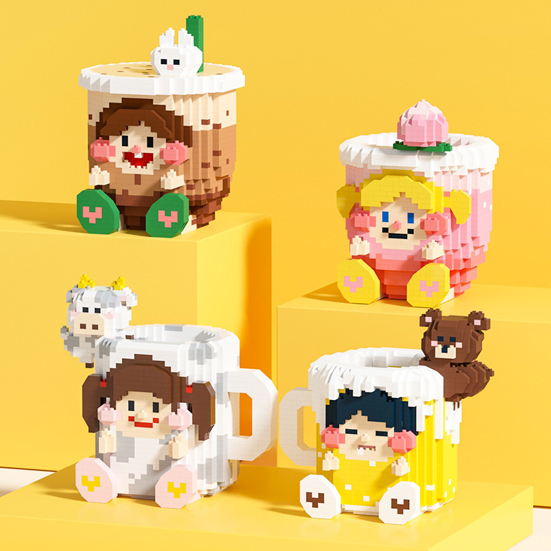 Trendy Creative Educational Building Blocks Diamond Micro-Particle Happy Selling Cup Creative Building Block Pen Holder Toy