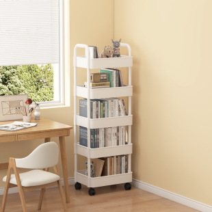 Removable Bookshelf Multi-layer Storage Rack Reading Household Storage Rack Snack Small Trolley Wheeled Floor Simple Bookshelf