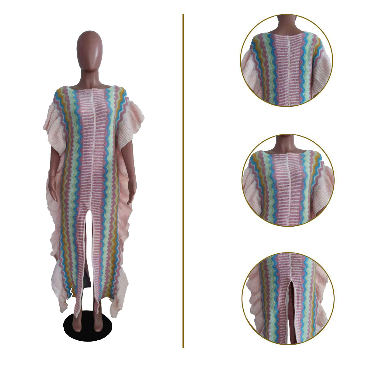 1050g Weight Maxi Long Dress Dress Length Type Sleeveless Sleeve Length Sweater Dress Dresses Type Polyester Fabric Type High Waist Waist Line Daily, Street Occasion Round Neck Neckline Loose Fit Type Geometric Pattern Autumn Season Women's Gender Casual Style Wholesale Women's Casual Geometric Daily Street Round Neck Sleeveless Sweater Dress 24