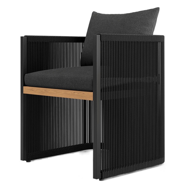 Muebles de patio para exteriores, muebles de jardín para villas, conjunto de sillas de teca y ratán para balcón, mesa y sillas de ratán tejido para exteriores.