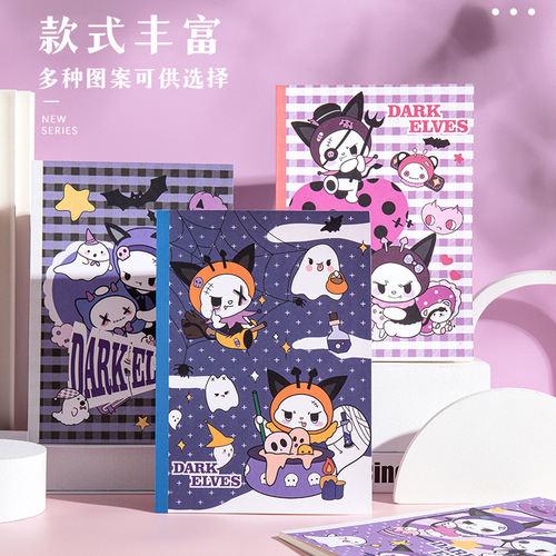 Cartoon Girl Anime B5 Student Literary Exquisite Creative Large and Thick Handwritten Journal with Rubber Cover and Cross-Horizontal Backpack
