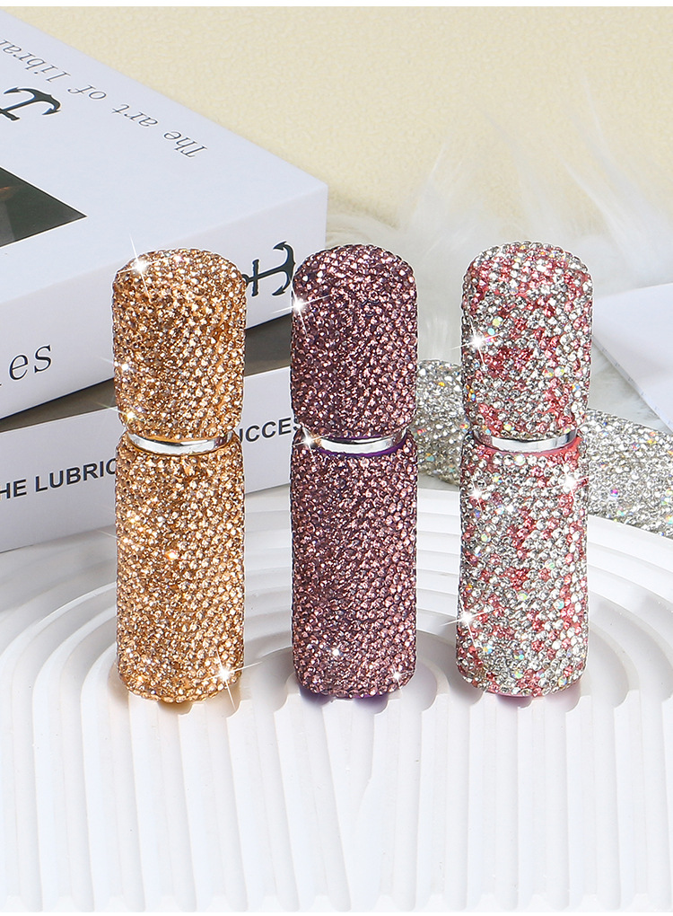 70g Weight Subpackage Bottle Makeup Tools Types 1 Piece Quantity Glass, Clay Diamond Material Solid Color Pattern Glam Style 10ml Diamond-Embedded Perfume Sub-Bottles Vacuum Press Makeup Travel Mini Spray Bottle 3