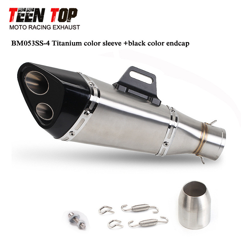 Motorcycle Modified Yoshimura Double Outlet Triangular Oblique Exhaust Pipe 400Nk 650Nk Z750 Universal Tail Section 51mm