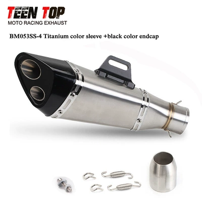 Motorcycle Modified Yoshimura Double Exhaust manifold - titanium-color-body-and-black-tail