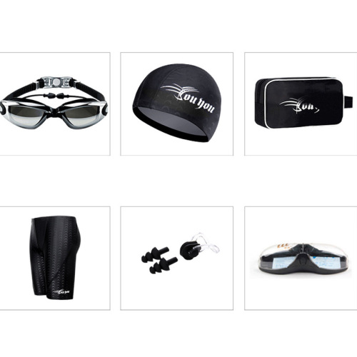 Youyou men's swimming trunks boxer large size anti-embarrassment five-point pants swimming cap swimming goggles set hot spring swimsuit swimming equipment