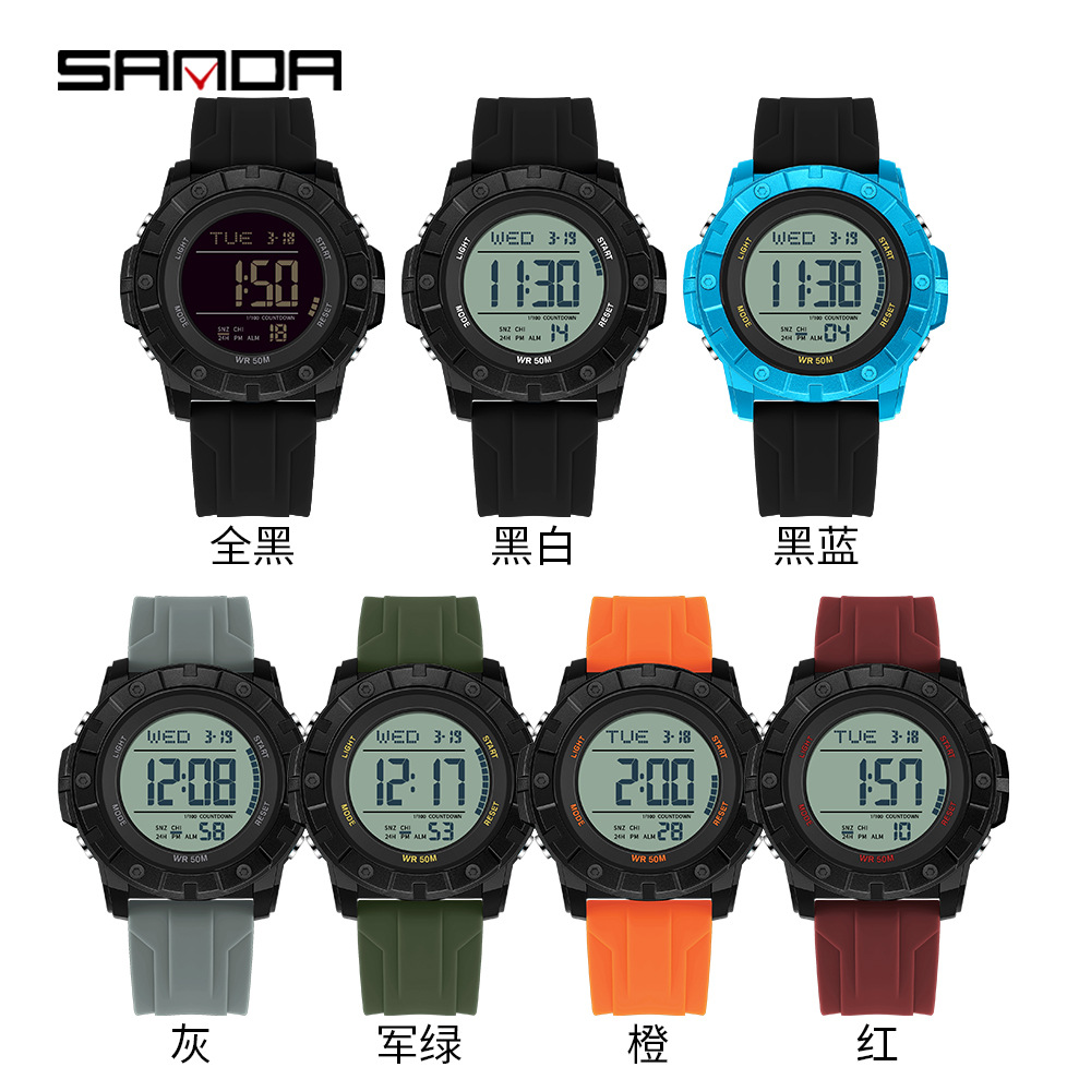 Sanda nuevo reloj electrónico SANDA reloj multifuncional para estudiantes masculinos y femeninos reloj electrónico de moda a prueba de agua al aire libre