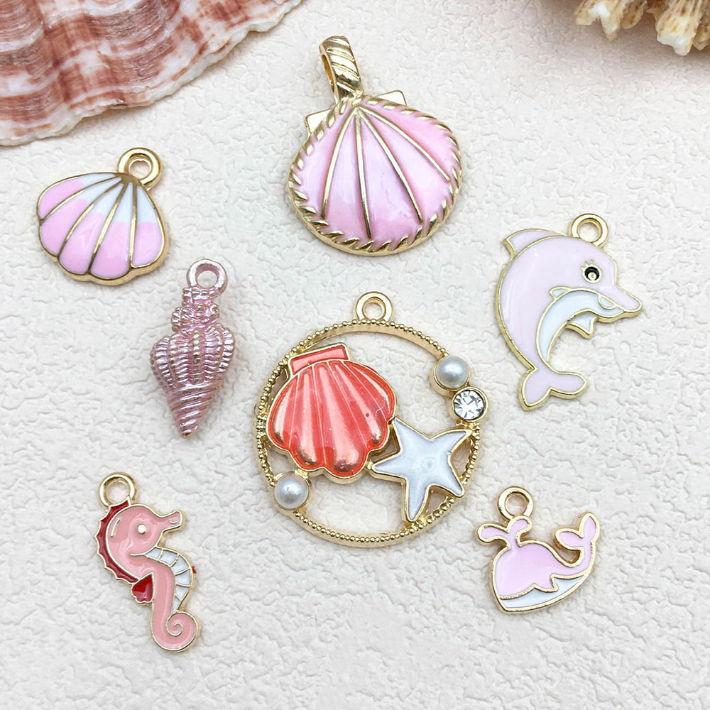 4g Weight Pendant Jewelry Making Type Shell Inlay Material DIY Jewelry Accessories, Keychain Classification 1 Piece Quantity Alloy Material Starfish, Ocean, Hippocampus, Shell, Horse Pattern Marine Style, Simple Style Style Enamel, Enamel Craft Pink Color 1 Piece Alloy Shell Starfish Ocean Hippocampus Pendant DIY Jewelry Accessories Keychain 2