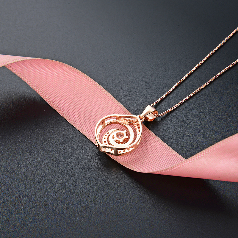 Corea del Sur moda simple elegante clavícula cadena collar accesorios s925 plata esterlina simple viento-Giro en forma de vórtice ZIRCON colgante para mujeres