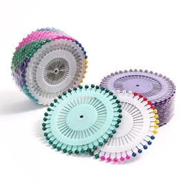 厂家直销彩色金属定位针手工缝纫工具固定针服装裁剪圆盘装珠光针