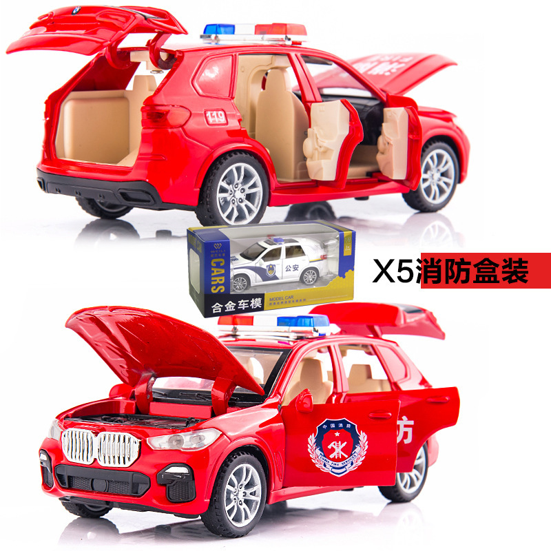 Weili aleación modelo de coche 1: 32 baoma X5 camión de bomberos con sonido y luz tire hacia atrás 6 juguete coche música modelo adornos