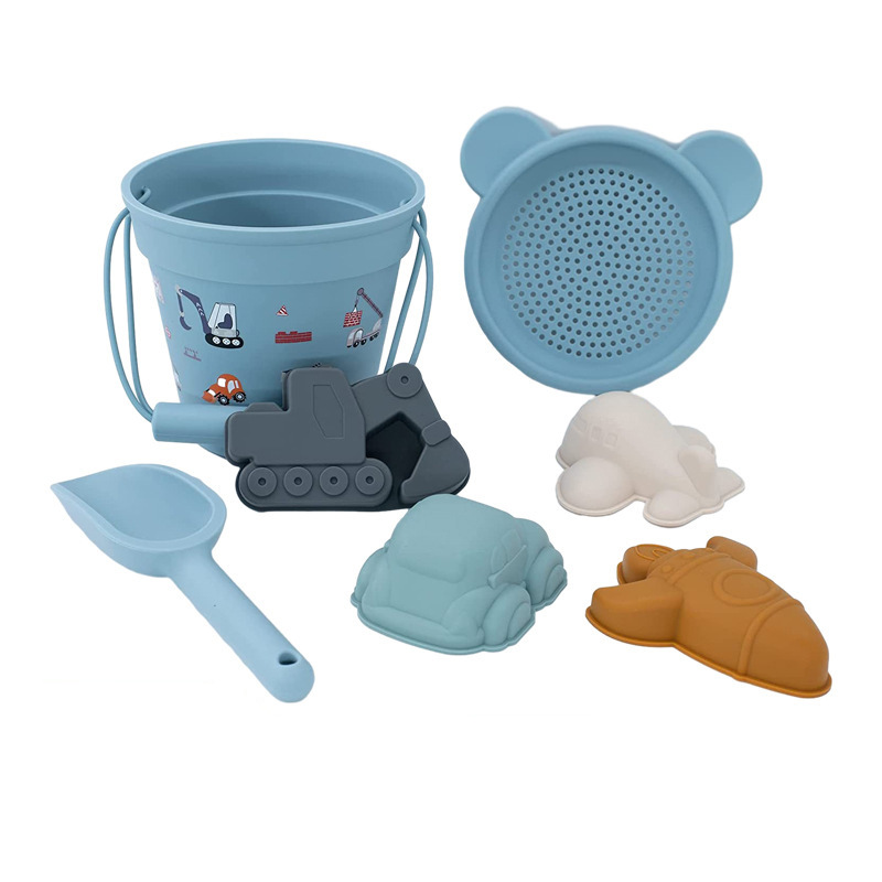 Juego completo de juguetes de playa, pala, cubo de silicona, coche de reloj de arena, juego de herramientas de arena, lote completo de juguetes de playa de verano