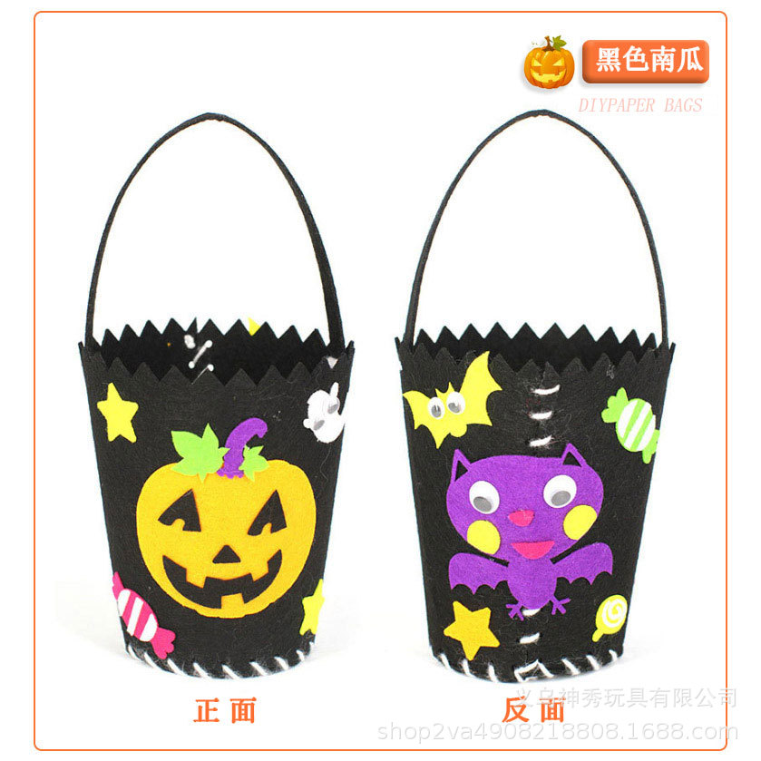 Paquete de material hecho a mano de bricolaje hecho a mano de Halloween hecho en casa de tela no tejida bolsa de calabaza Portátil Bolsa de regalo bolsa de dulces