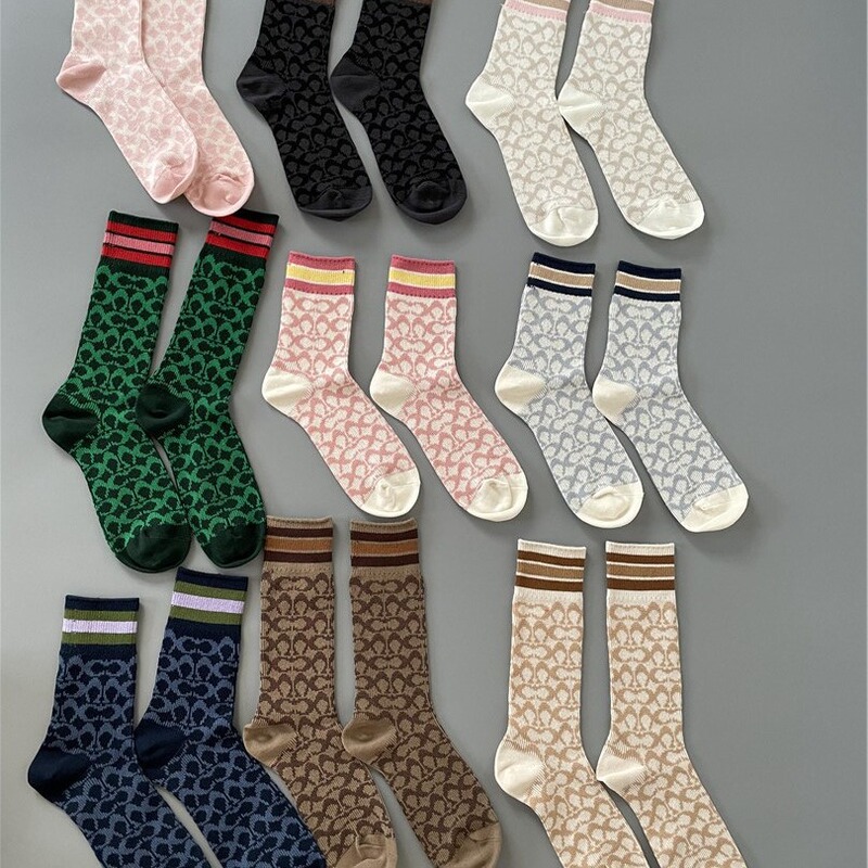 High-end fashion retro age-reducing versatile cotton calf mid-calf socks breathable floral socks HAPPY men and women spring and summer cotton socks