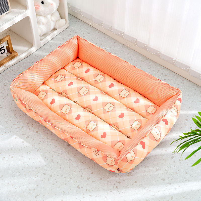 Primavera y verano dibujos animados para perros impresos en sándwiches transpirables cama blanda perros perros