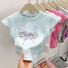 女童卡通短袖恤夏季2025新款休闲中长款半袖上衣儿童纯棉打底衫爆