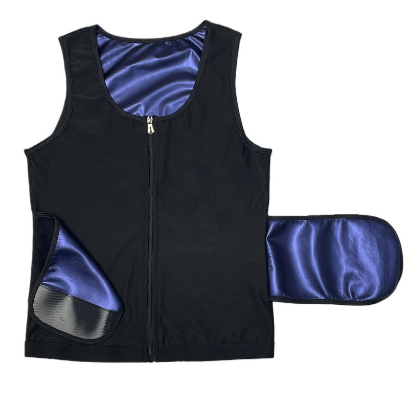 Cross-Border Popular Men's Sports Shapewear Vest Zipper Sweat Suit Sauna Sweat Fitness Belt Corset