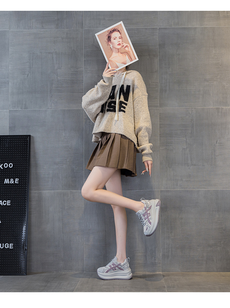Giày sneaker nữ đế dày tăng chiều cao phong cách dad shoes mới thu 2026 — M2931 màu đen, M2931 màu nâu, M2931 màu xám chi tiết 24