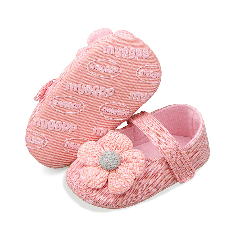Wholesale Spring & Fall Small Flower Woolen Shoes 0-1 Year Old Baby Shoes Soft Sole Anti-Falling Male and Female Baby Princess Shoes